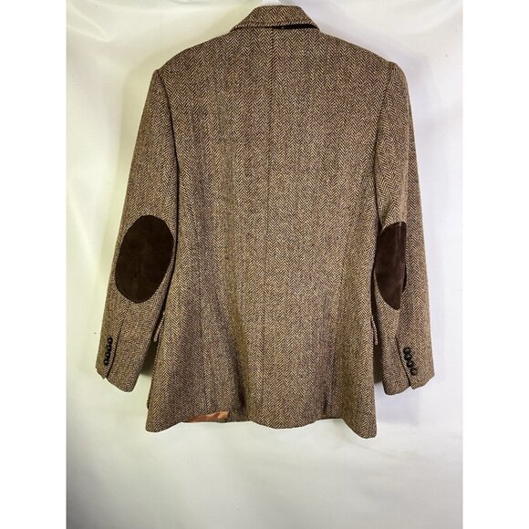 Vintage 80s Wool Tweed Elbow Patch Blazer Jacket USA Equestrian Preppy - Picture 6 of 9